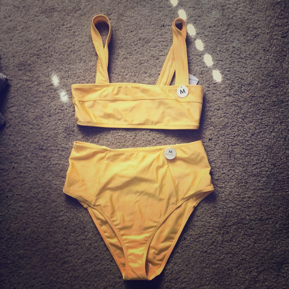 Yellow High-Waisted Bathing Suit